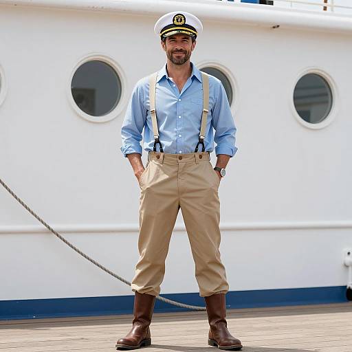 Handsome Man in Nautical Captain Costume