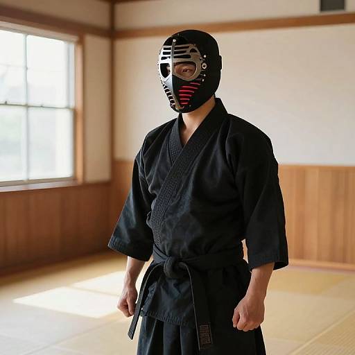 Karate Warrior in Traditional Dojo