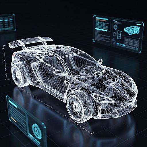 Futuristic Vehicle CAD Wireframe Model