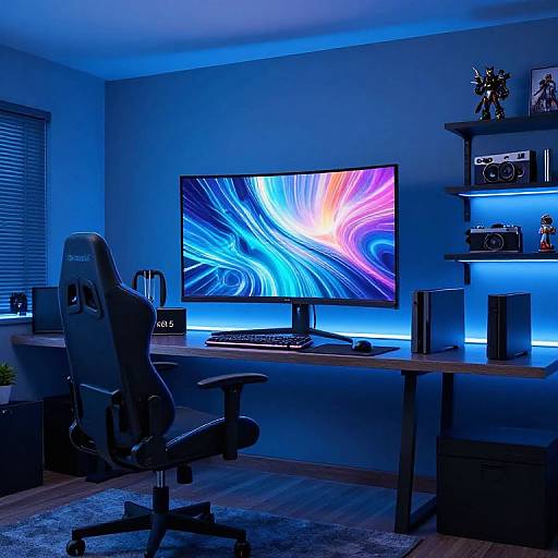 Cozy Modern Blue Gaming Room
