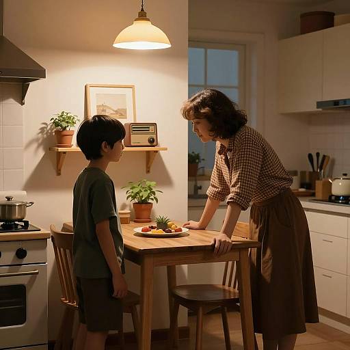 Quiet Moments in a Dimly Lit Kitchen