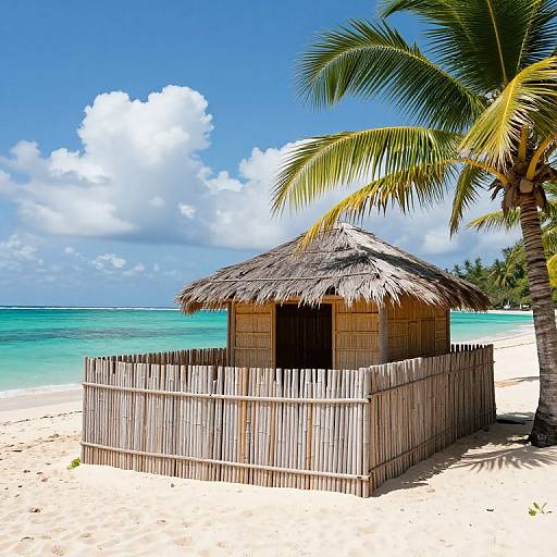 Tropical Bamboo Beachfront Hut Scene
