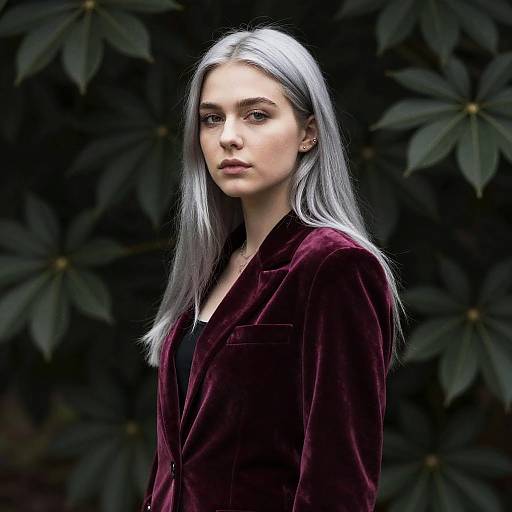 Moody Portrait of Silver-Haired Woman