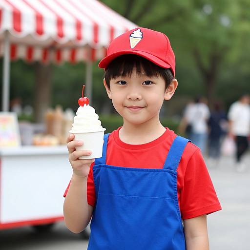 Smiling Ice Cream Vendor Boy Portrait
