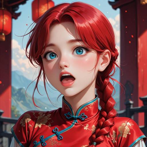 Emotional Portrait of a Girl in Tangzhuang