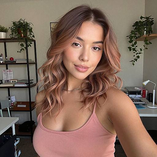 Casual Selfie of Woman in Home Office