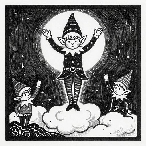 Keebler Elf Enlightenment Woodblock Art