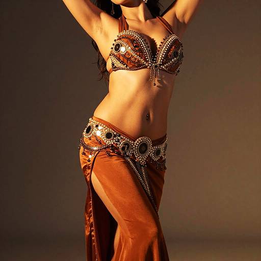 Alluring Belly Dancer in Golden Glow