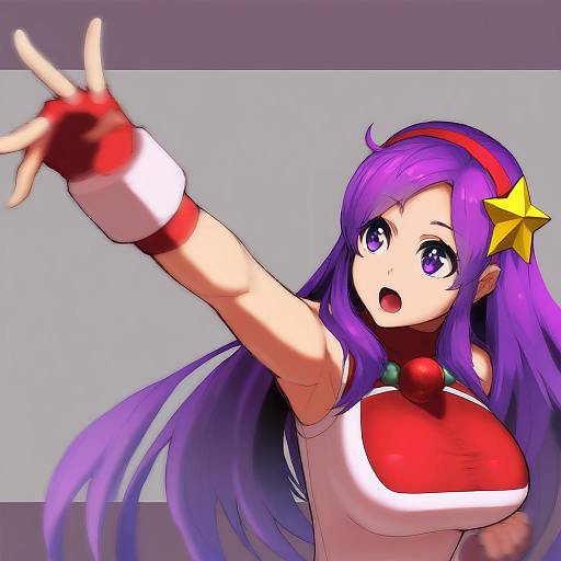 Illustration of Asamiya athena, the king of fighters in the style of Tonami kanji