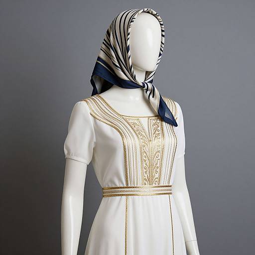 Elegant White Dress with Gold Accents