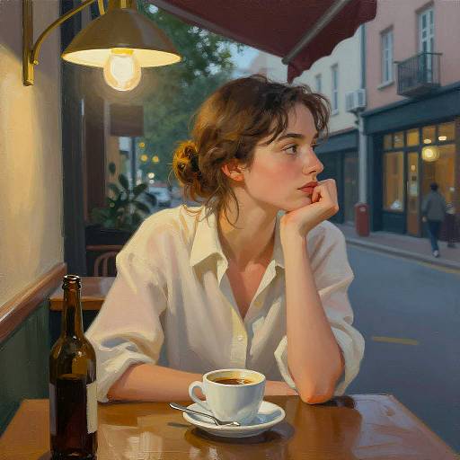 Serene Café Scene at Night