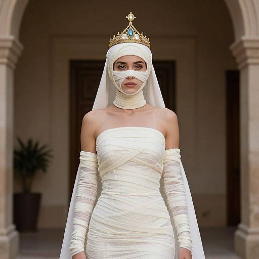 Mummy Princess in White Dress