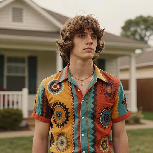 Thoughtful Young Man Vintage 70s Vibe