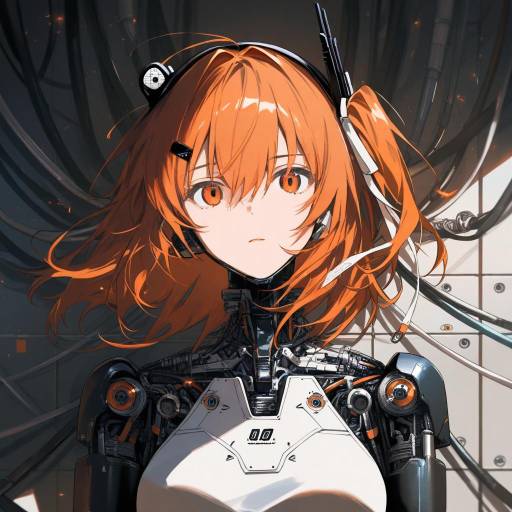 Futuristic Android Girl with Orange Hair