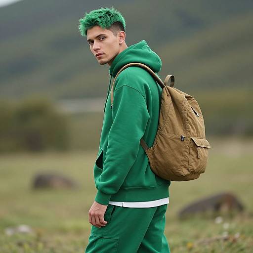 Vibrant Green-Haired Adventurer