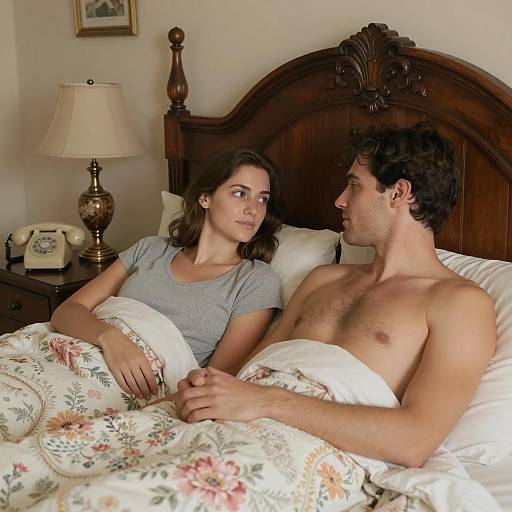 Cozy Bed Scene with Couple