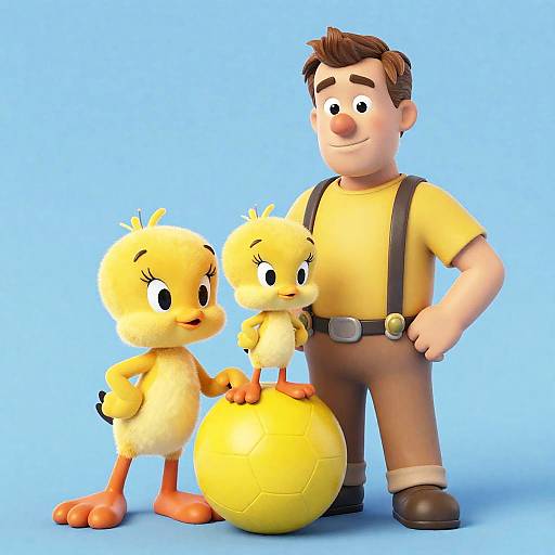 Sylvester, Tweety, and Man with Ball