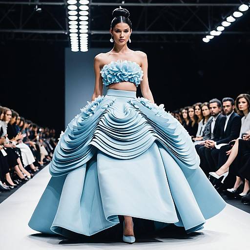 Avant-Garde Powder Blue Couture Gown on Runway