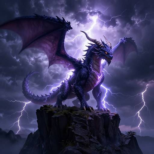 Lightning Dragonborn on Stormy Cliff