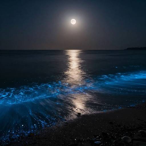 Mystical Moonlit Ocean with Bioluminescence