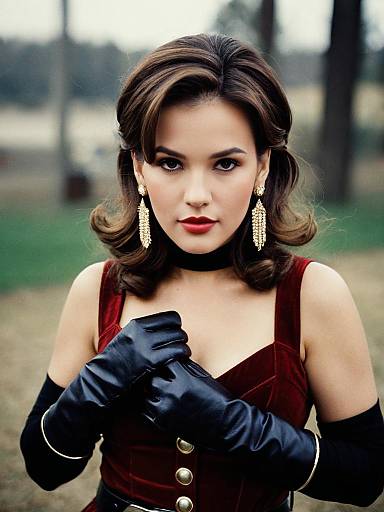 Woman in Vintage Style Outfit Outdoors