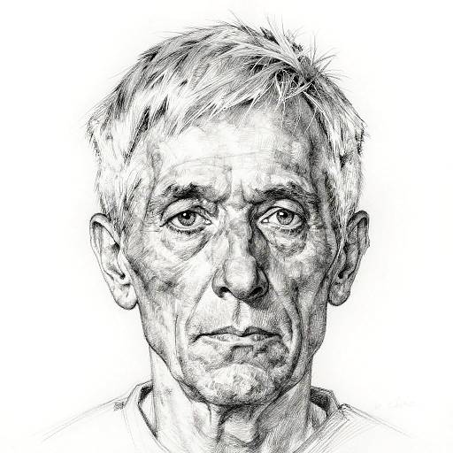 Elderly Man Pixie Cut Sketch