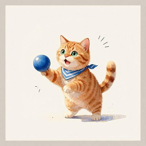 Jovial Orange Cat Playing Playfully
