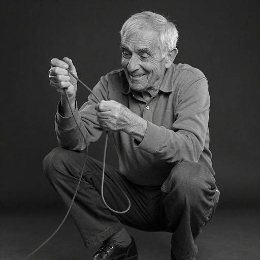 Elderly Man Untangling Wires