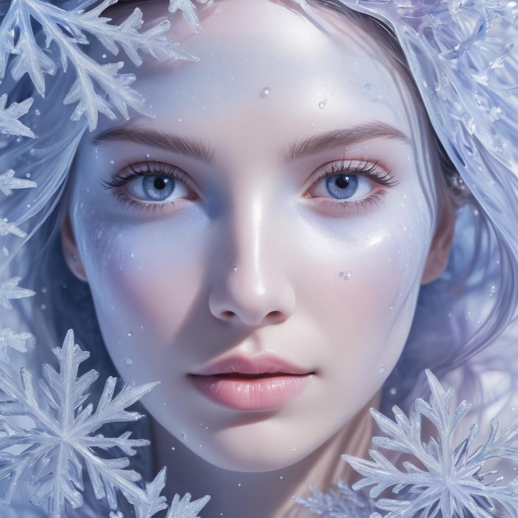 Surreal Ice-Infused Woman's Portrait