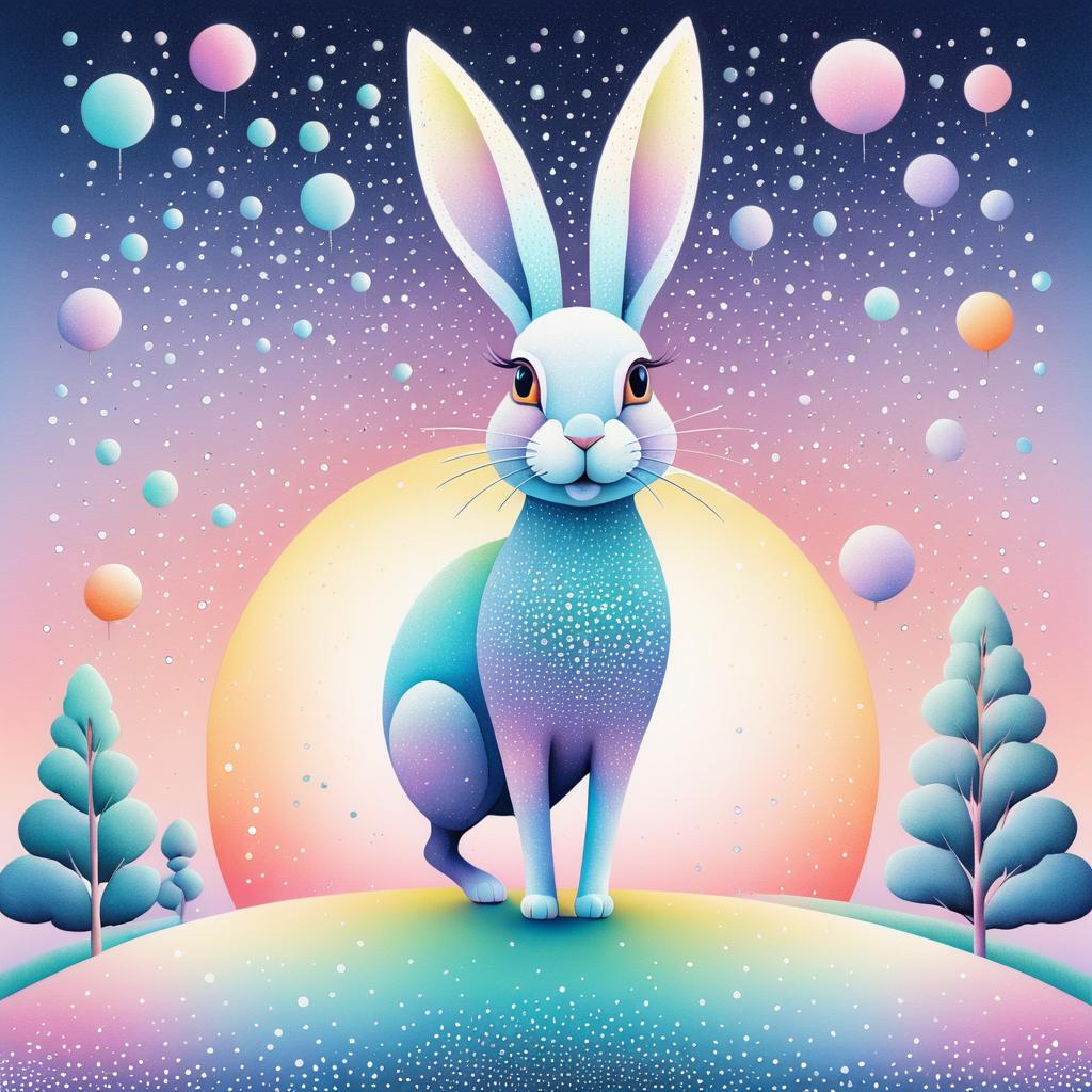 Playful Surreal Rabbit in Soft Pastels