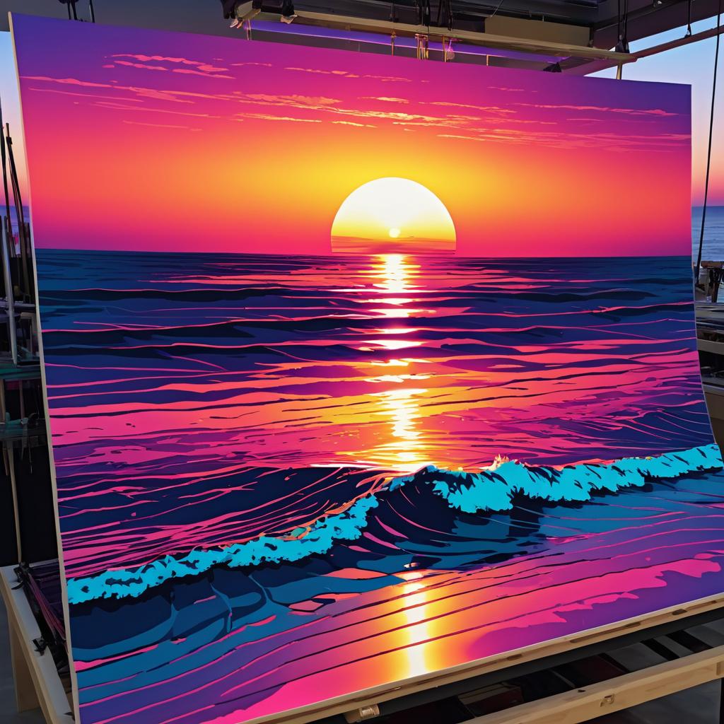 Vibrant Sunset Screen Print Design