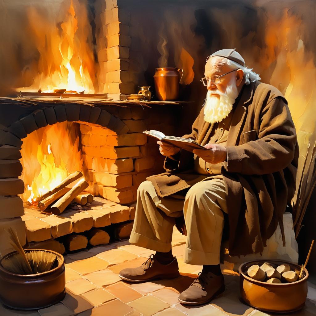 Wise Old Man Storytelling by Fire