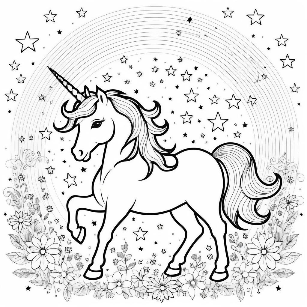 Simple Unicorn Coloring Page for Kids