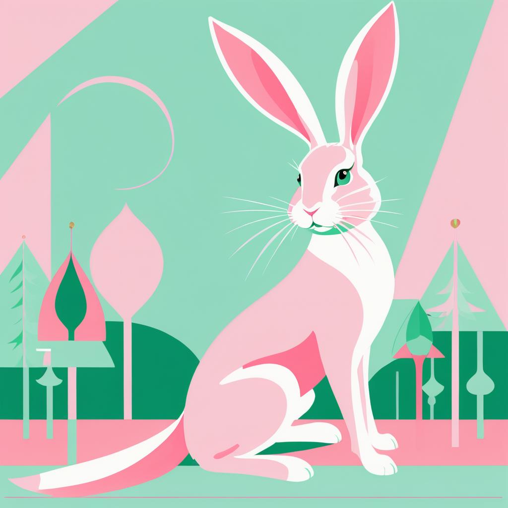 Playful Fantasy Rabbit Art Print Doodle