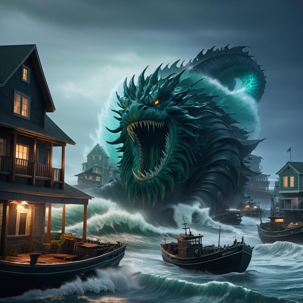 Epic Sea Monster Attack on Fishing Port