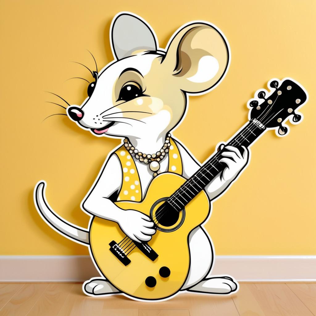 Indie Art Mouse Guitarist with Earrings