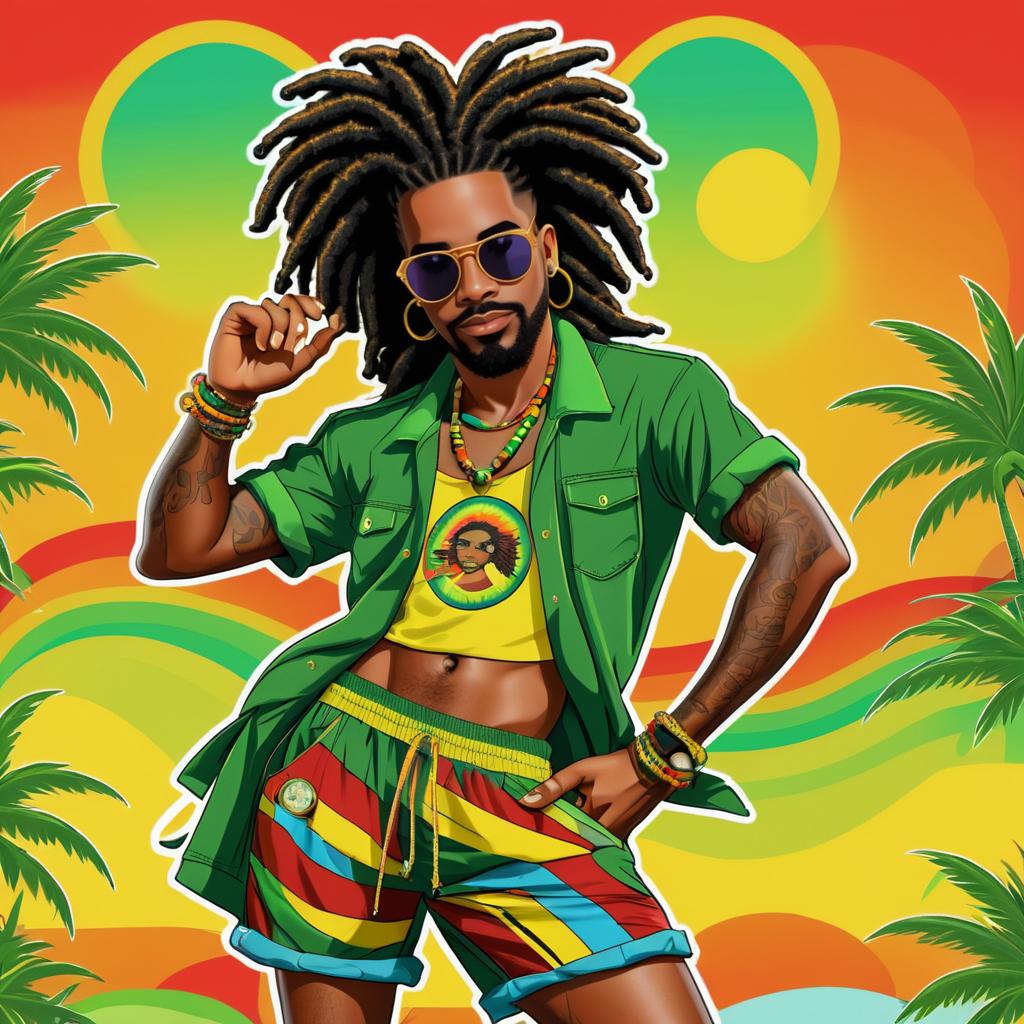 Rastafarian Cartoon Pin-Up Art