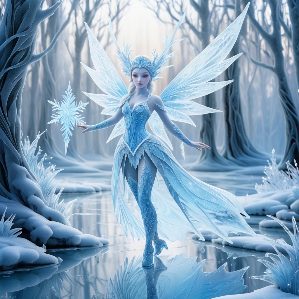 Frost Fairy in Snowy Glade Artwork