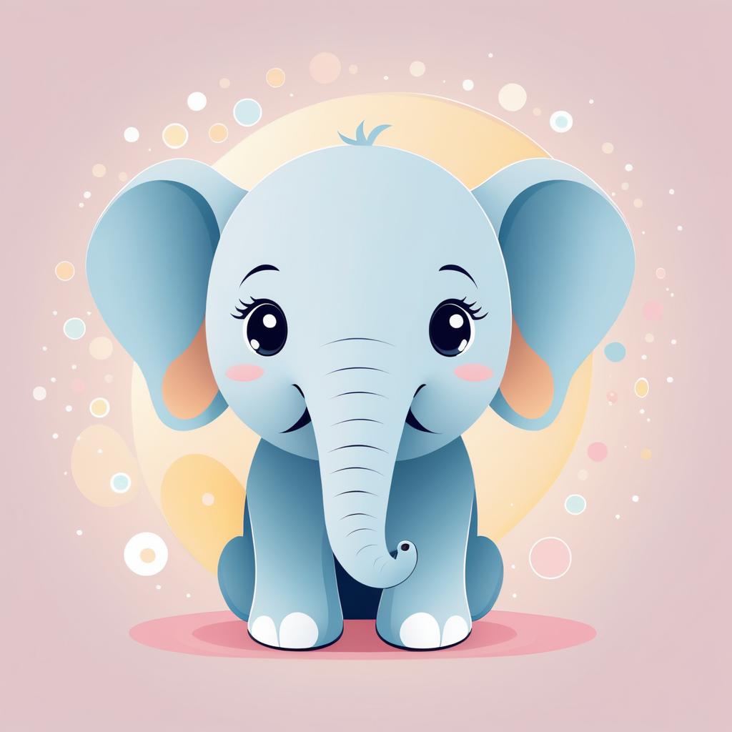 Charming Cartoon Elephant with Joyful Expression