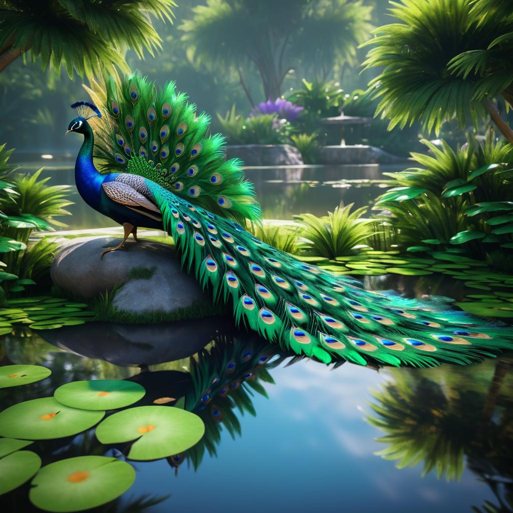 Elegant Peacock Displaying Feathers in 8K