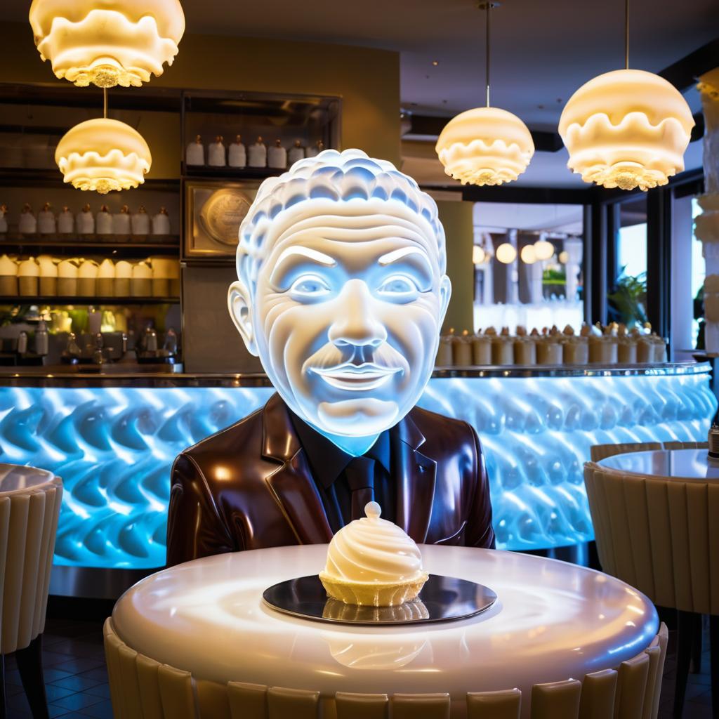 Elegant Ice Cream Sculpture with Face