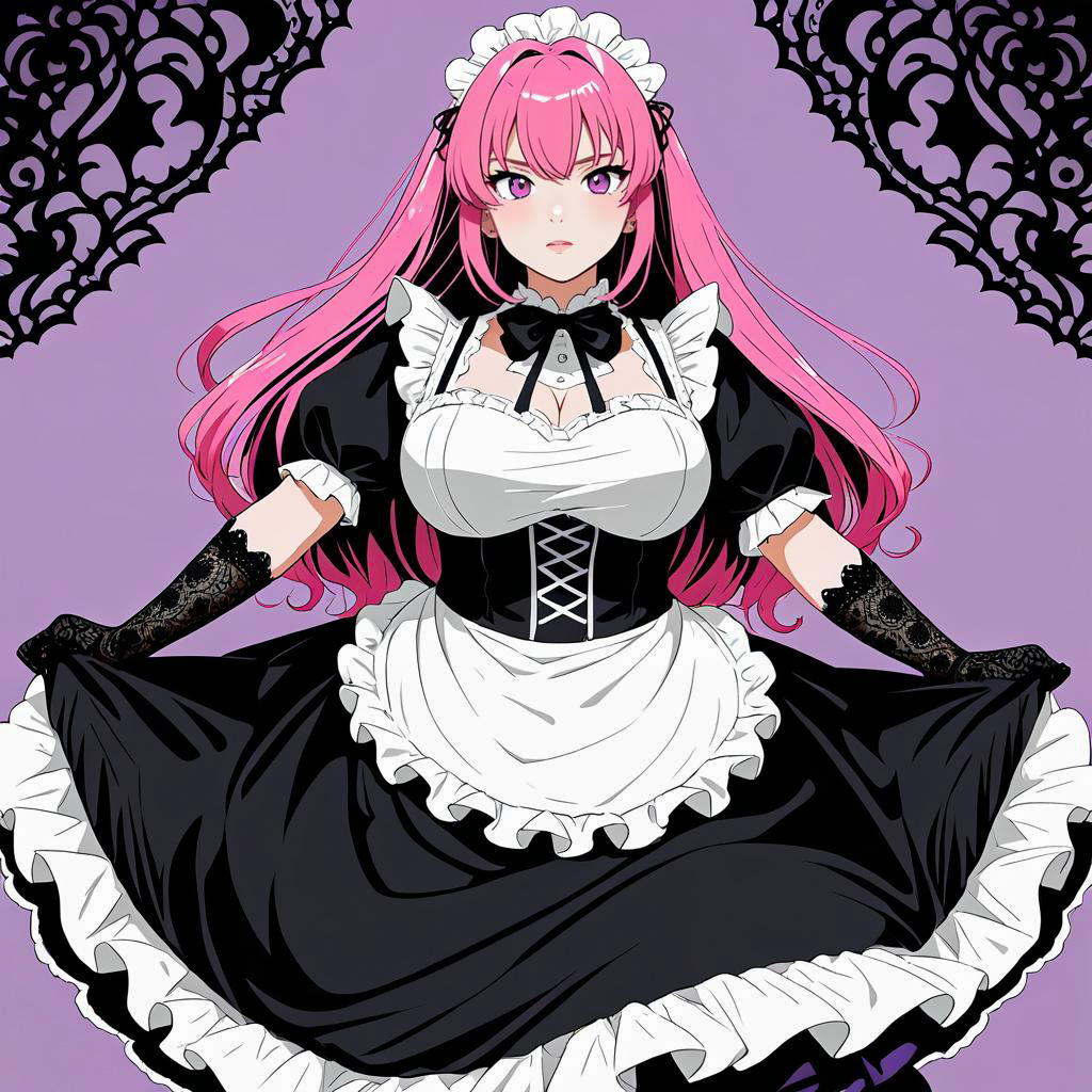 Gothic Maid with Striking Presence