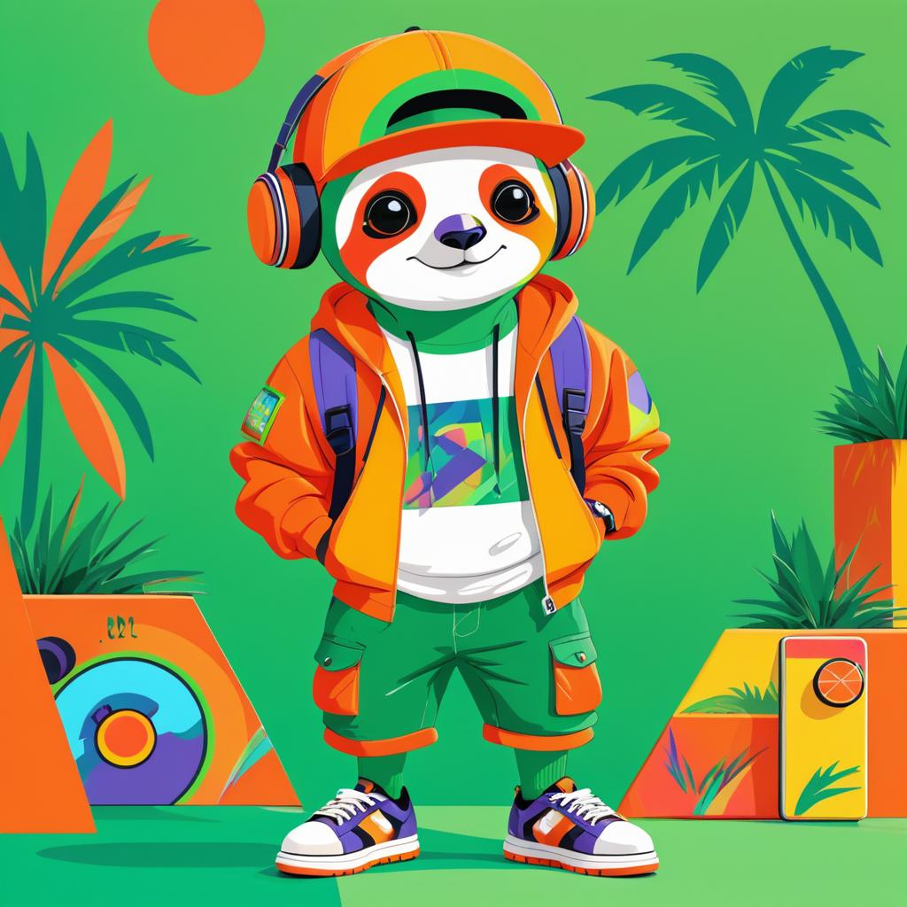 Cool Cartoon Sloth in Stylish Outfit