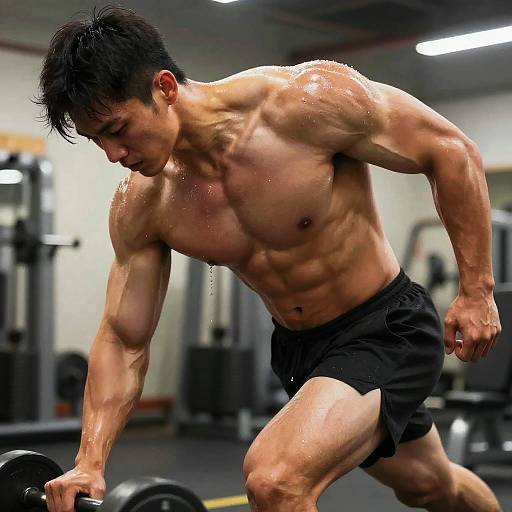Realistic Muscular Male Workout Pose