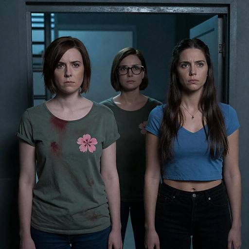 Three Women in Industrial Blue Lighting