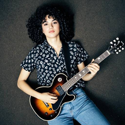 Woman Playing Electric Guitar Overhead