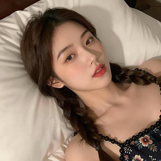 Young Woman Lying on Pillow