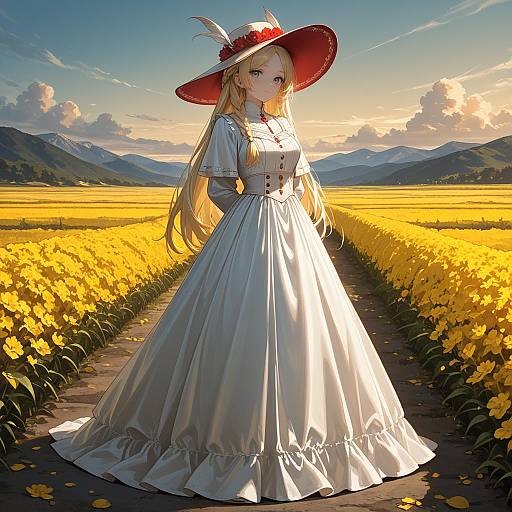 Blonde Woman in Ornate Dress