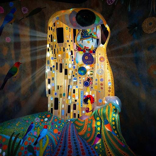 Bioluminescent Coral Cathedral in Klimt-Kusama Style