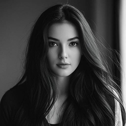 Realistic Black and White Woman Portrait